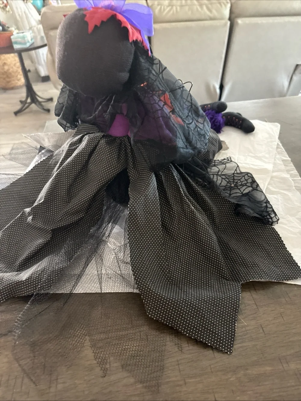 Adorable Large Green Witch Shelf Sitter With Pet Spider.  Hanade